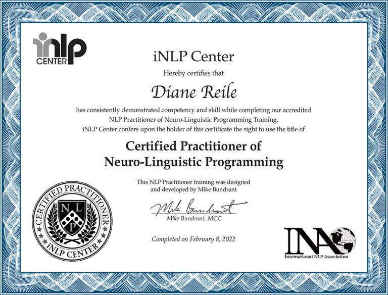 NLP Certificate for Diane Reile